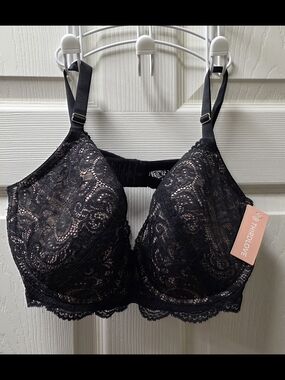 ThirdLove Black Lace Supportive Bra with Sheer Overlay